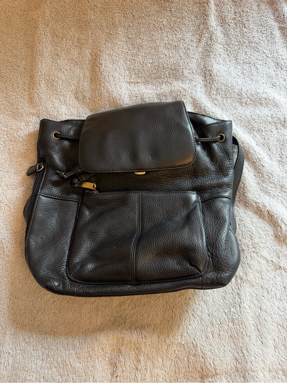 Liz Claiborne Black Leather Backpack Tote